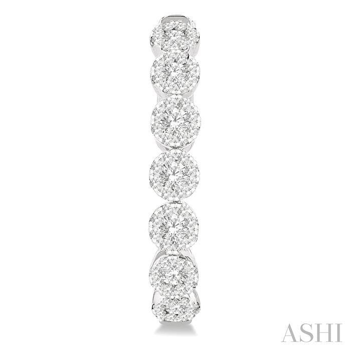 1 Ctw Round Cut Shine Bright Diamond Hoop Earrings in 14K White Gold