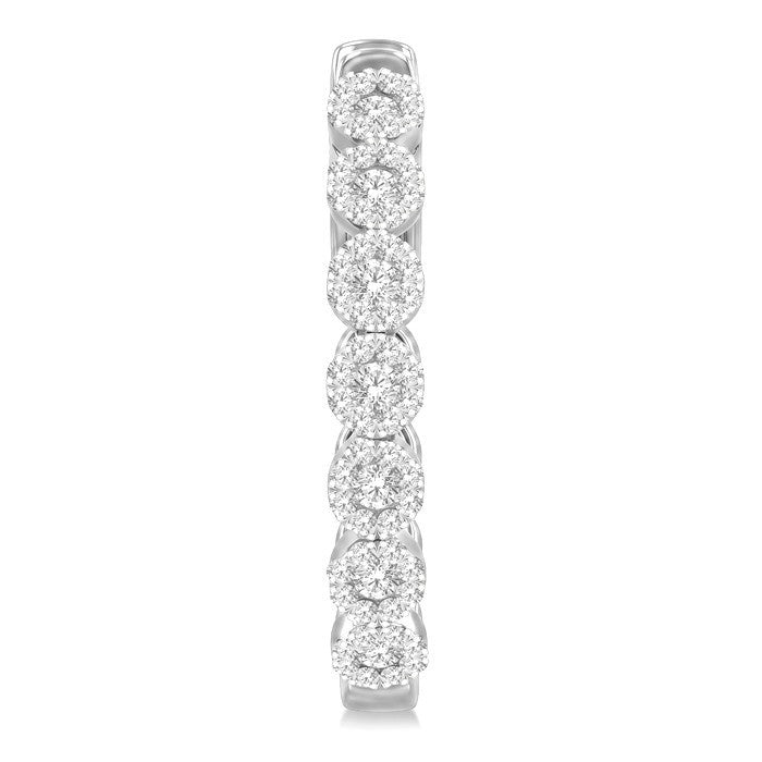 1/2 Ctw Round Cut Shine Bright Diamond Hoop Earrings in 14K White Gold