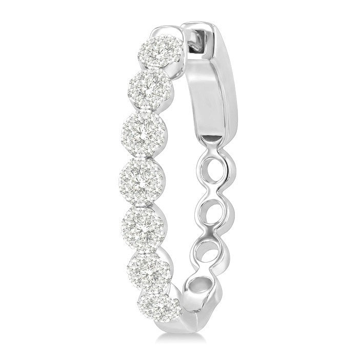 1/2 Ctw Round Cut Shine Bright Diamond Hoop Earrings in 14K White Gold