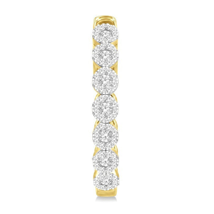 1/2 Ctw Round Cut Shine Bright Diamond Hoop Earrings in 14K Yellow and White Gold