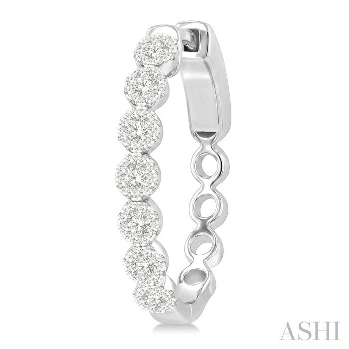 1/2 Ctw Round Cut Lovebright Diamond Hoop Earrings in 14K White Gold