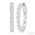 1/2 Ctw Round Cut Lovebright Diamond Hoop Earrings in 14K White Gold