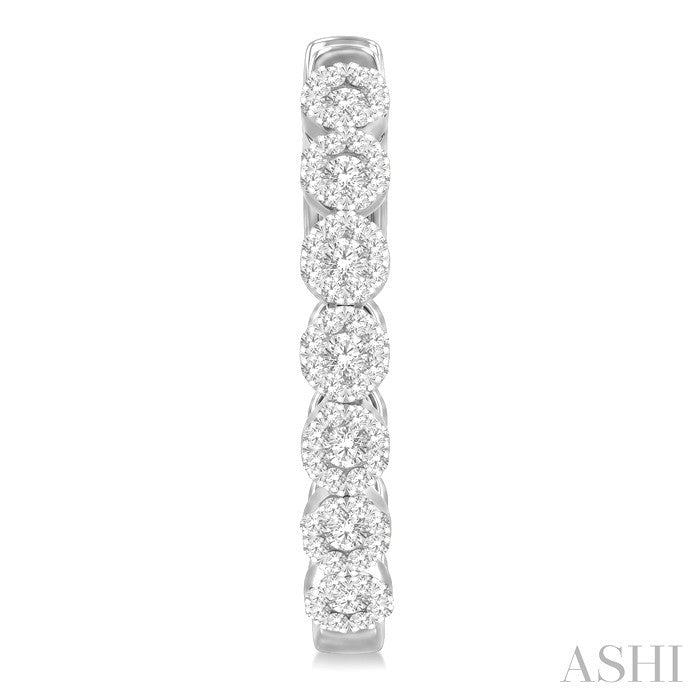 1/2 Ctw Round Cut Lovebright Diamond Hoop Earrings in 14K White Gold