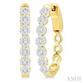 1/2 Ctw Round Cut Lovebright Diamond Hoop Earrings in 14K Yellow and White Gold
