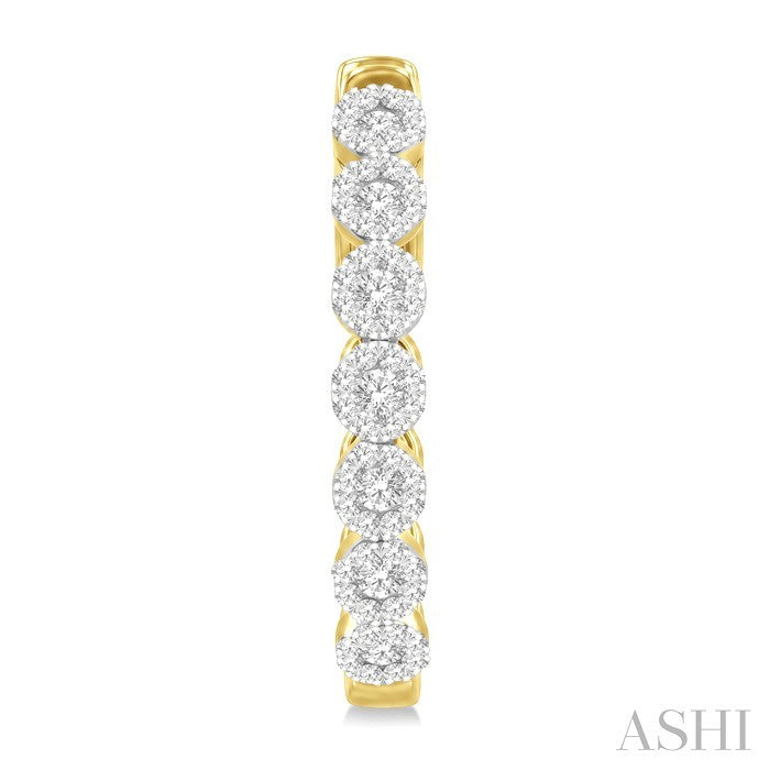 1/2 Ctw Round Cut Lovebright Diamond Hoop Earrings in 14K Yellow and White Gold