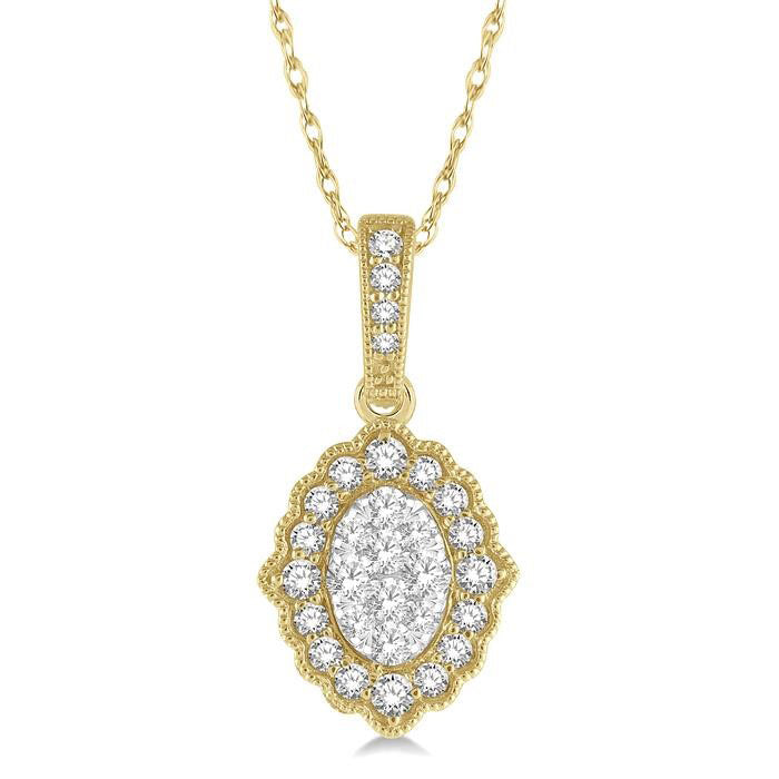 Oval Shape Halo Shine Bright Diamond Pendant
