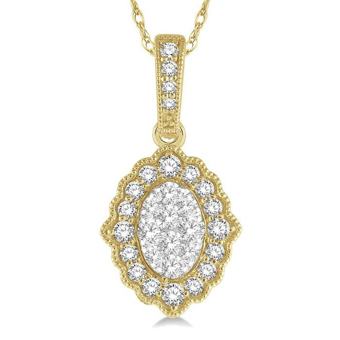 Oval Shape Halo Shine Bright Diamond Pendant