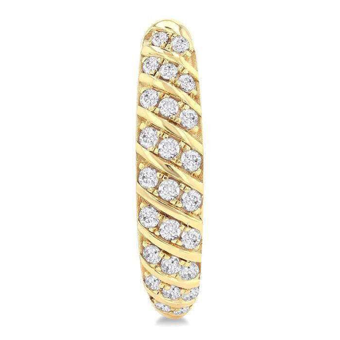 Ribbed Diamond Hoop Earrings
