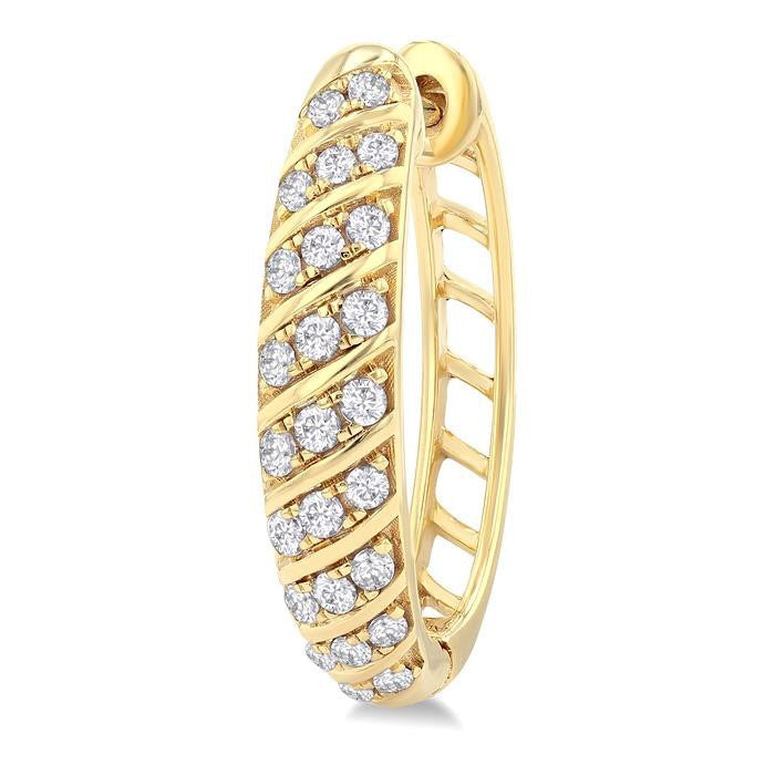 Ribbed Diamond Hoop Earrings