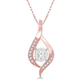 1/5 Ctw Curved Shine Bright Round Cut Diamond Pendant in 14K Rose and White Gold with chain