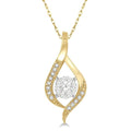1/5 Ctw Curved Shine Bright Round Cut Diamond Pendant in 14K Yellow and White Gold with chain