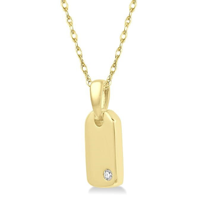 1/50 Ctw Round Cut Diamond Tag Pendant With Chain in 10K Yellow Gold