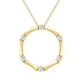 1/10 Ctw Petite Bamboo Shoot Inspired Round Cut Diamond Fashion Pendant With Chain in 10K Yellow Gold