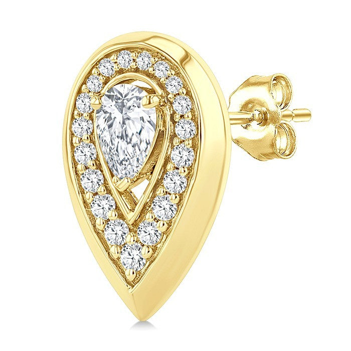 1/2 Ctw Open Window Pear and Round Cut Golden Glow Diamond Fashion Earrings in 14K Yellow Gold