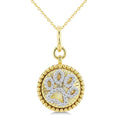 1/6 Ctw Round Cut Diamond Dog Paw Round Fluted Medallion Fashion Pendant With Chain in 10K Yellow and White Gold