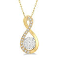 1/5 Ctw Twisted Loop Shine Bright Round Cut Diamond Pendant in 14K Yellow and White Gold with chain