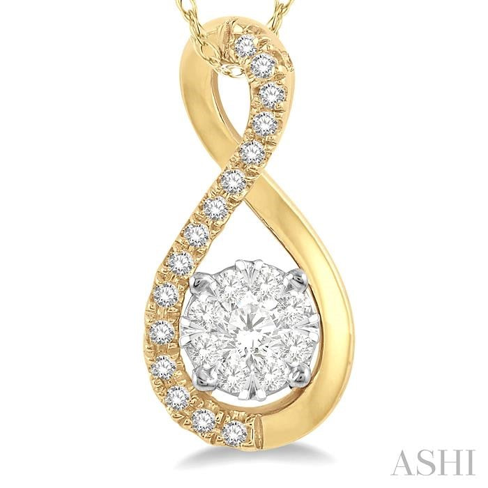 1/5 Ctw Twisted Loop Shine Bright Round Cut Diamond Pendant in 14K Yellow and White Gold with chain