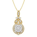 1/2 Ctw Shine Bright Circular Shape Round Cut Diamond Pendant With Chain in 14K Yellow and White Gold