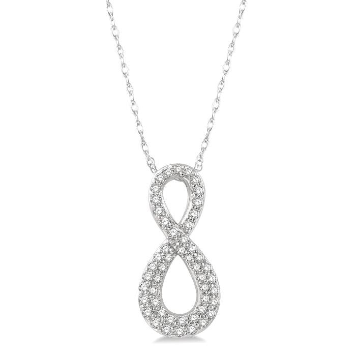 1/4 Ctw Round Cut Diamond Infinity Pendant With Chain in 14K White Gold