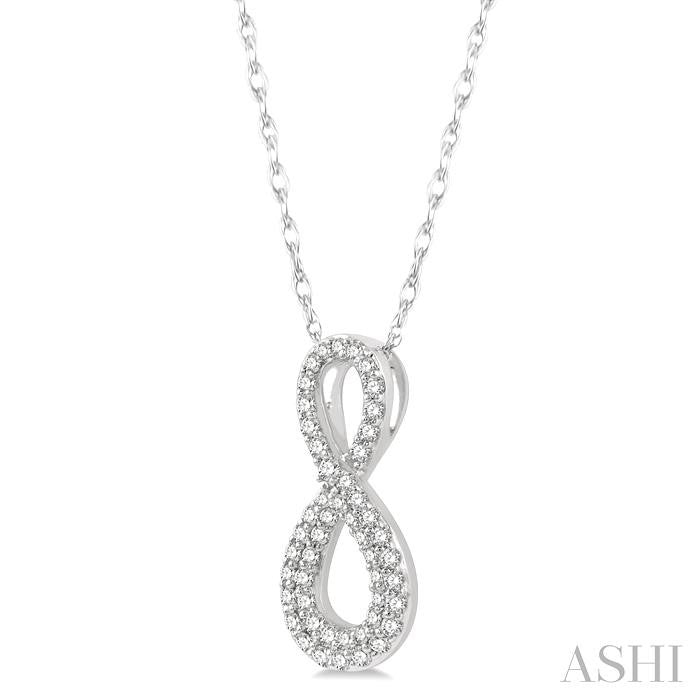 1/4 Ctw Round Cut Diamond Infinity Pendant With Chain in 14K White Gold