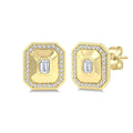1/3 Ctw Open Window Octagon and Round Cut Golden Glow Diamond Fashion Stud Earrings in 14K Yellow Gold