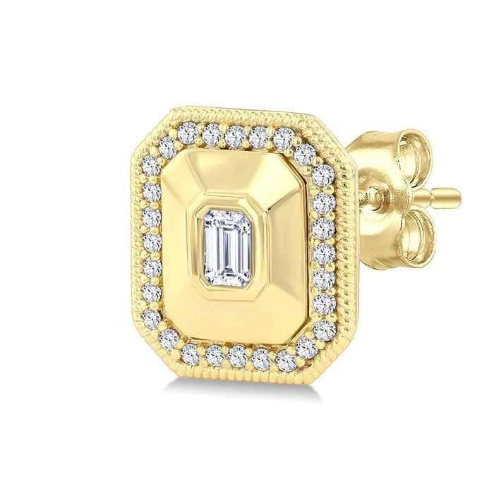 Emerald Shape Art Deco Diamond Fashion Earrings