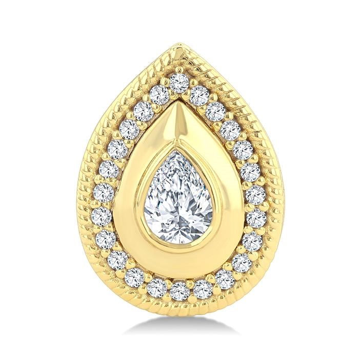1/3 Ctw Open Window Pear and Round Cut Golden Glow Diamond Fashion Stud Earrings in 14K Yellow Gold