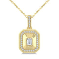 1/4 Ctw Open Window Octagon and Round Cut Golden Glow Diamond Fashion Pendant With Chain in 14K Yellow Gold