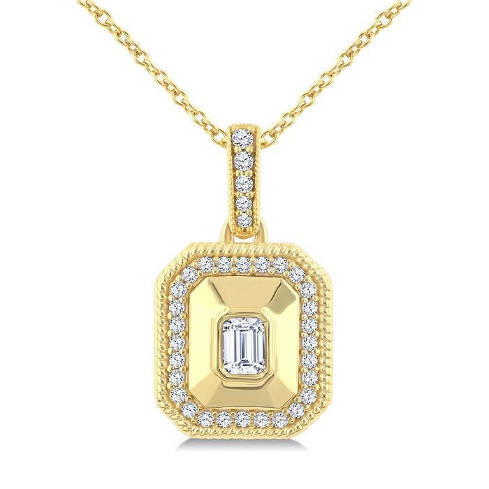 Emerald Shape Art Deco Diamond Fashion Pendant