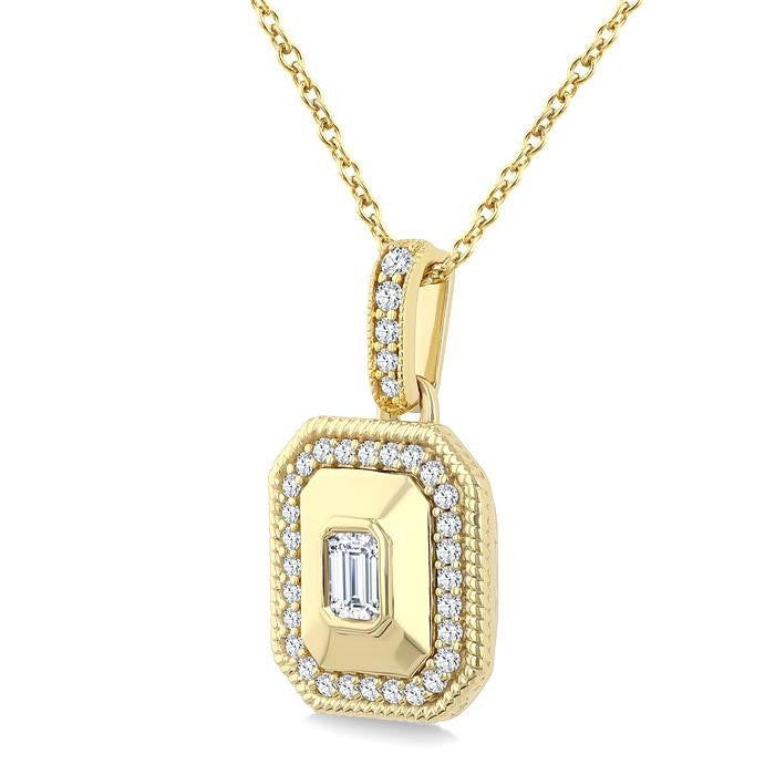Emerald Shape Art Deco Diamond Fashion Pendant
