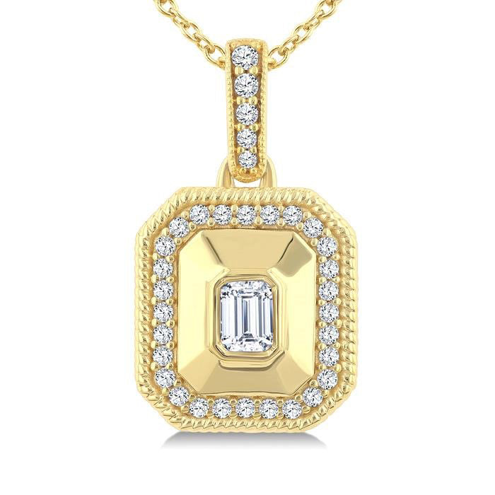 Emerald Shape Art Deco Diamond Fashion Pendant