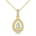 1/4 Ctw Open Window Pear and Round Cut Golden Glow Diamond Fashion Pendant With Chain in 14K Yellow Gold