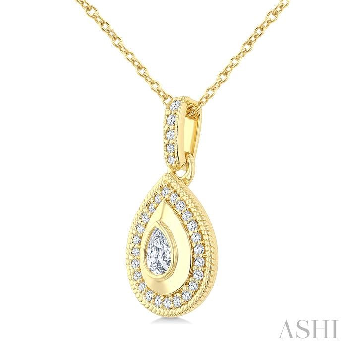 1/4 Ctw Open Window Pear and Round Cut Golden Glow Diamond Fashion Pendant With Chain in 14K Yellow Gold