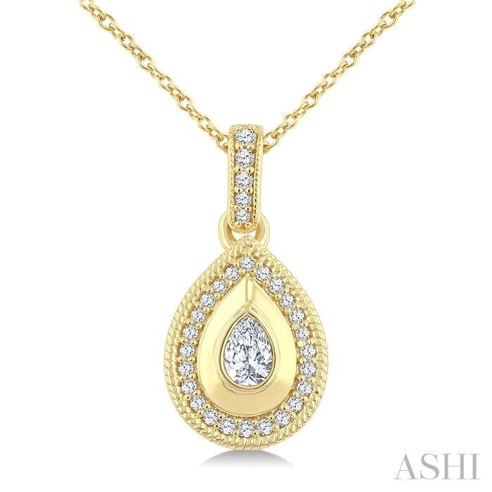 1/4 Ctw Open Window Pear and Round Cut Golden Glow Diamond Fashion Pendant With Chain in 14K Yellow Gold