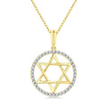 1/6 Ctw Star of David Round Cut Diamond Circle Fashion Pendant With Chain in 10K Yellow Gold