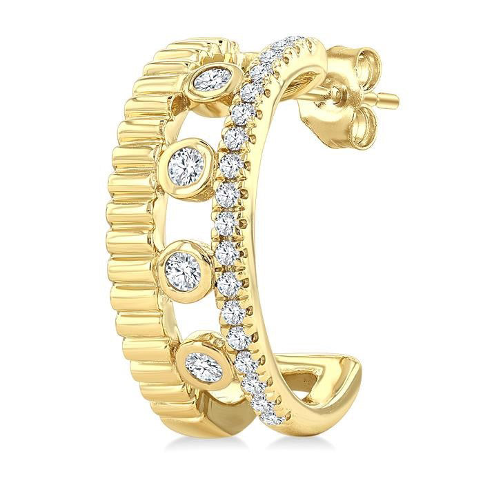 Bezel Layered Diamond Fashion Earrings