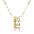 1/5 Ctw Bezel and Prong Set Round Cut Diamond Bold Fluted Layered Fashion Pendant With Chain in 10K Yellow Gold