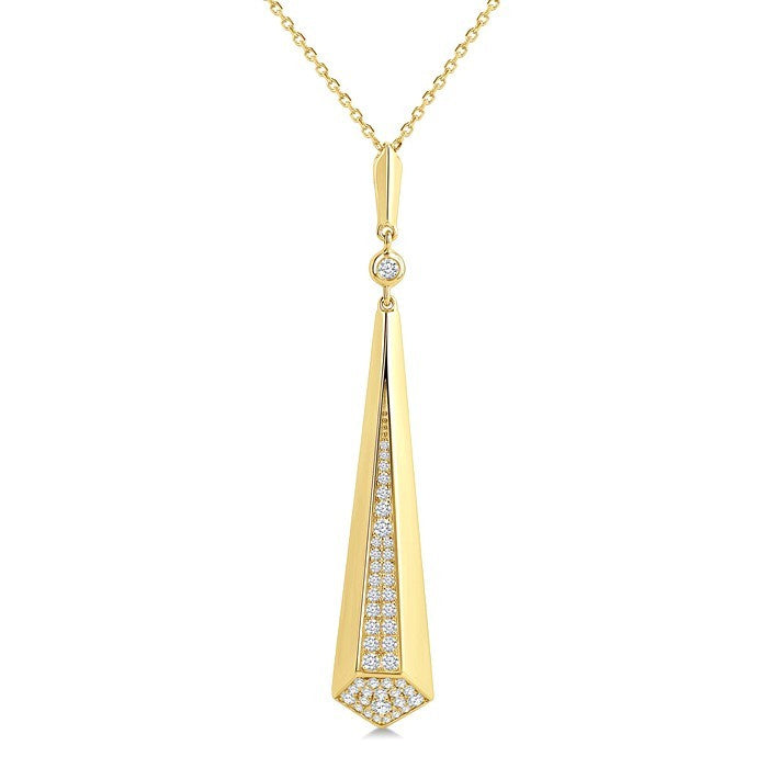1/4 Ctw Tapered Drop Round Cut Diamond Fashion Pendant in 14K Yellow Gold