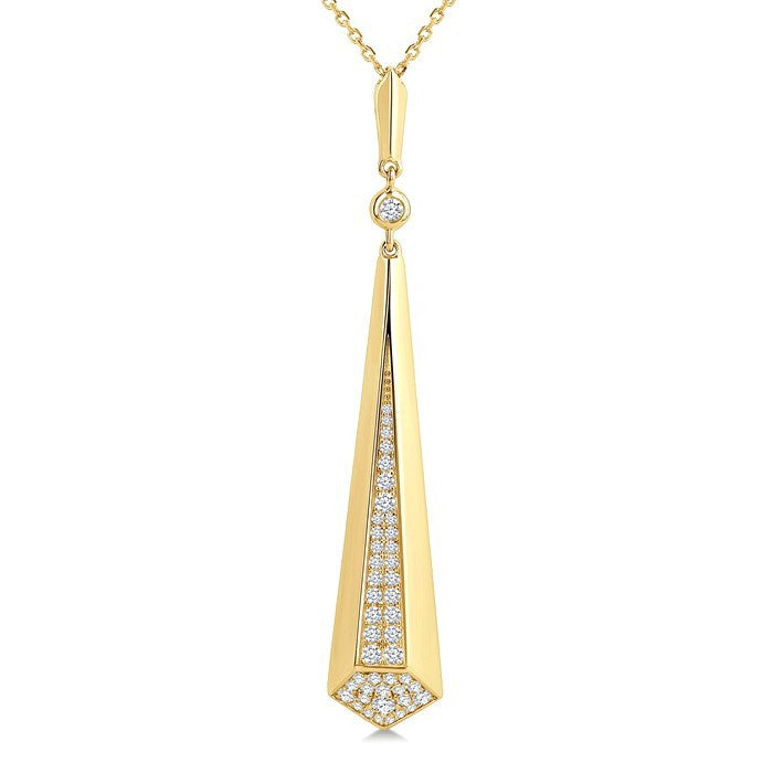 1/4 Ctw Tapered Drop Round Cut Diamond Fashion Pendant in 14K Yellow Gold