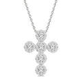 1/2 Ctw Shine Bright Cross Round Cut Diamond Fashion Pendant With Chain in 14K White Gold