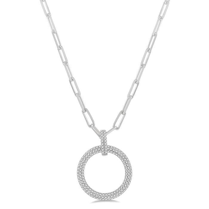1/2 Ctw Circle Of Love Round Cut Diamond Pendant With Chain in 14K White Gold