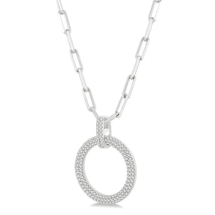 1/2 Ctw Circle Of Love Round Cut Diamond Pendant With Chain in 14K White Gold