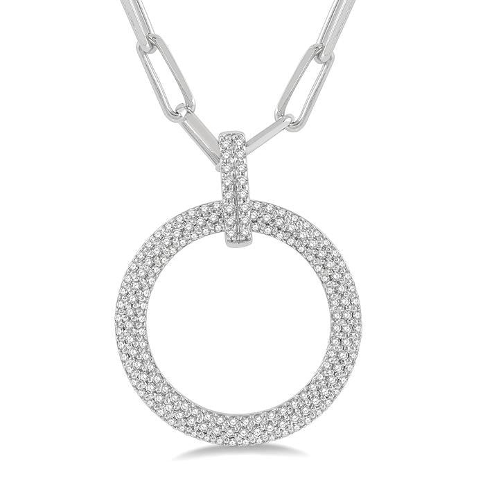 1/2 Ctw Circle Of Love Round Cut Diamond Pendant With Chain in 14K White Gold