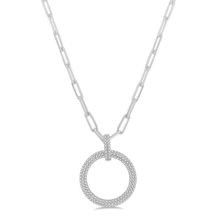 1/2 Ctw Circle Of Love Round Cut Diamond Pendant With Chain in 14K White Gold