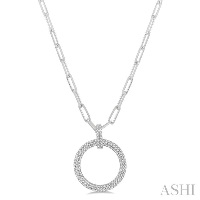 1/2 Ctw Circle Of Love Round Cut Diamond Pendant With Chain in 14K White Gold