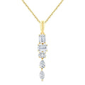 7/8 Ctw Mixed Diamond Cut Dangle Fashion Pendant With Chain in 14K Yellow Gold