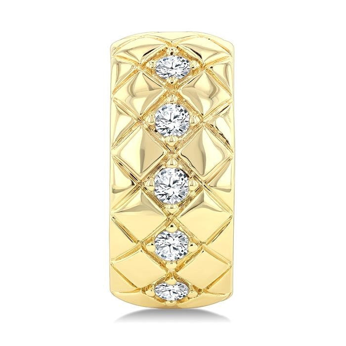 1/5 Ctw Bold Diagonal Crisscross Round Cut Golden Glow Diamond Fashion Half Hoop Earrings in 10K Yellow Gold