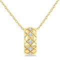1/10 Ctw Bold Diagonal Crisscross Round Cut Golden Glow Diamond Fashion Pendant With Chain in 10K Yellow Gold