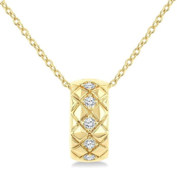 1/10 Ctw Bold Diagonal Crisscross Round Cut Golden Glow Diamond Fashion Pendant With Chain in 10K Yellow Gold