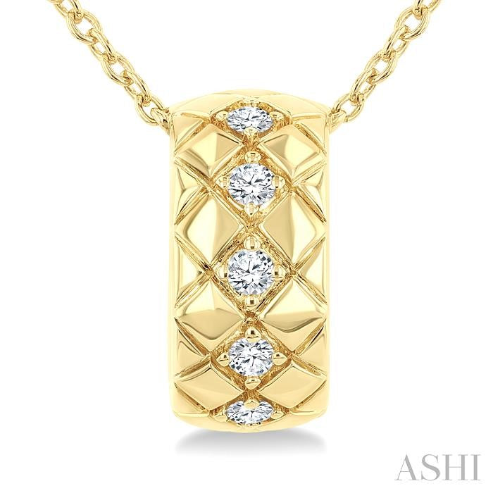 1/10 Ctw Bold Diagonal Crisscross Round Cut Golden Glow Diamond Fashion Pendant With Chain in 10K Yellow Gold